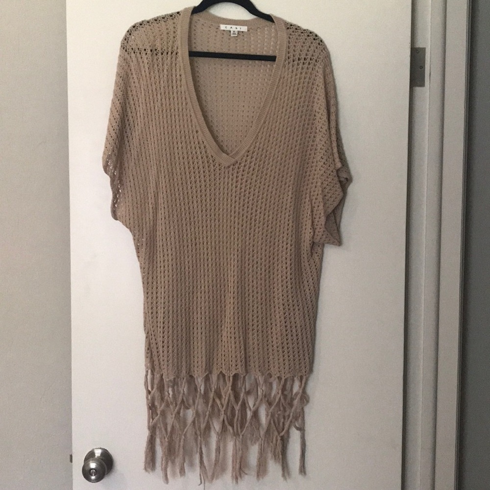 Cabi crochet fringe top/dress size medium